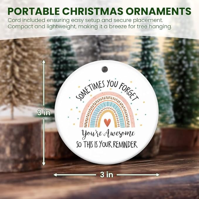 Christmas Inspirational Gifts for Women Men - Ceramic Christmas Ornaments 2025 for Tree Decorations - Motivational Thank You Employee Appreciation Gifts for Coworker Friends, Stocking Stuffers