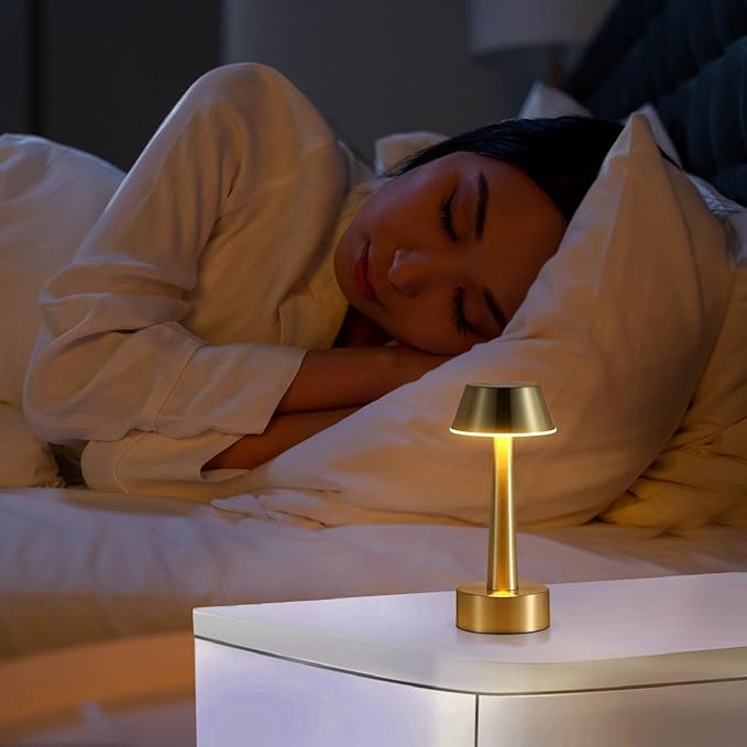 UMEXUS Cordless Small Table Lamp for Bar Restaurant, Rechargeable Battery Operated Touch Lamps, Gold 3-Way Dimmable Metal Portable Bedside Mini Night Light for Outdoor, Home Decor