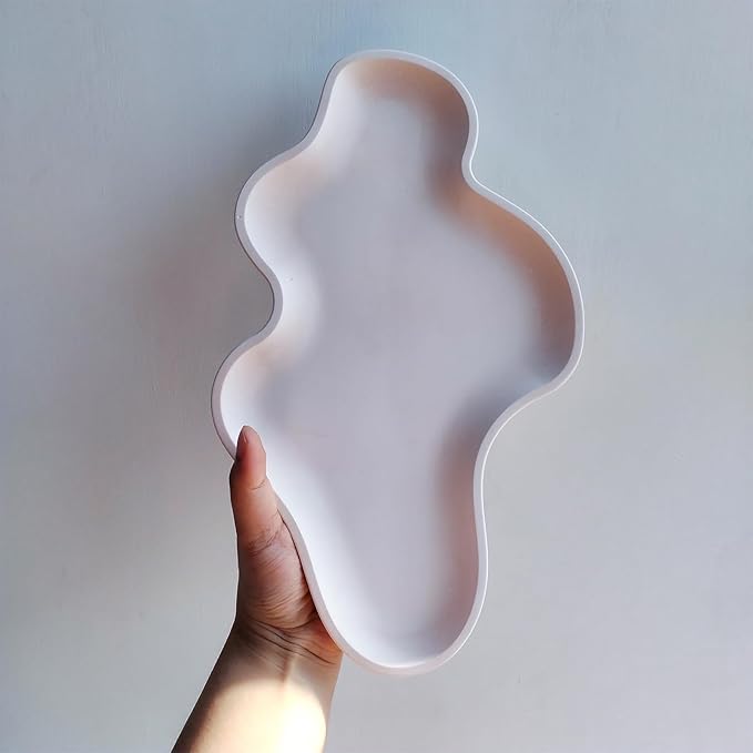 Wehous Large Irregular Tray Resin Concrete Molds, Cloud Shape Tray Silicone Mold, Creative Storage Container Trinket Jewelry Plate Dish Vanity Candle Holder Epoxy Casting Mold Wedding Christmas Decor
