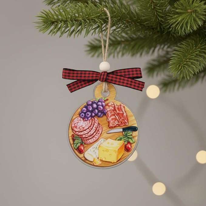 Charcuterie Board Ornament - Charcuterie Ornament for Christmas Tree - Christmas Food Gift for Food Lovers, Men, Women - Funny Acrylic Christmas Tree Hanging Kitchen Decor Ornaments 2025