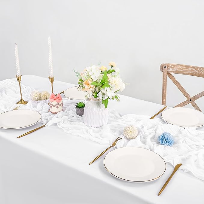 12 Pack White Cheesecloth Table Runner,10FT Gauze Boho Long Christmas Cheesecloth Tablerunners 20x120inch Rustic Cheese Cloth Table Runners for Wedding Party Bridal Shower,Table Decorationsa