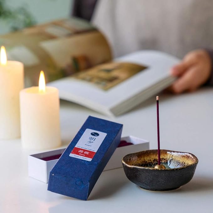 Asayu Japanese Low Smoke Rose Incense Sticks 20g Sample Size, 100% Made in Japan with Less Irritation, Non-Toxic Incense for Evening Relax, Yoga, Meditation or Mindfulness