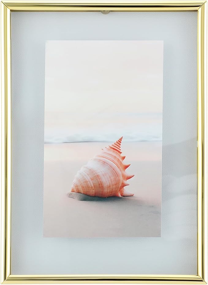 Wall Floating Frame, 5"×7", Gold, Wall Mounting or Wall Leaning, For Photo 5x7, 4x6, 3.5x5, Classy For Festival, Anniversary, Wedding, Home or Office Décor