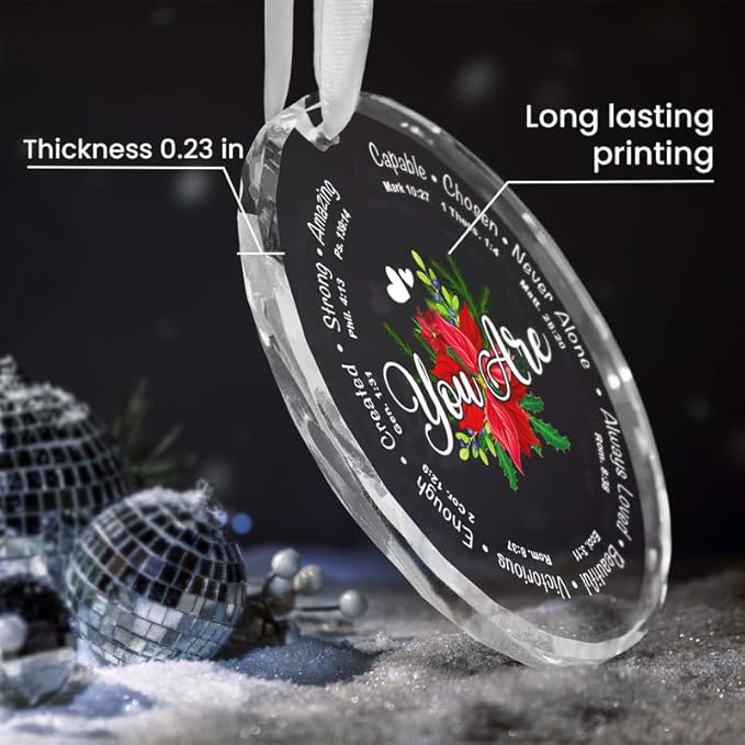 Christmas Christian Gifts for Women Men Faith - Glass Christmas Ornaments 2025 - Catholic Religious Spiritual Gifts for Women, Inspirational Motivational Gift, Stocking Stuffers Ornament