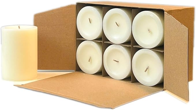 CW Studio 6 Pack 2.8x4 Inch Ivory Unscented Pillar Candles – Long 44 Hour Burn, Smokeless & Dripless – Premium Wax with Cotton Wick – Perfect for Weddings, Events, Home, Rustic & Elegant Décor