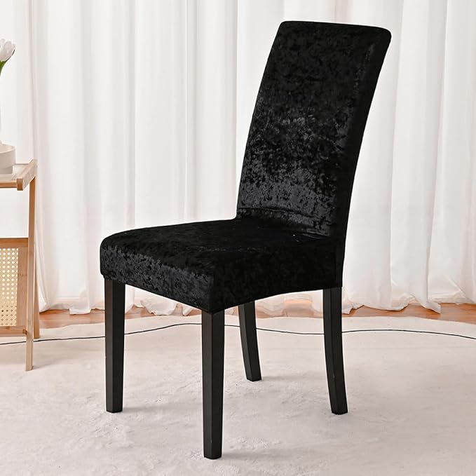BESPORTBLE Elastic Stretch Dining Chair Slipcover Protector Wrinkle-Resistant Washable Seat Cover with Sewn-in Band Comfortable Slipcovers for Dining Chairs Easy Fit and Storage Black