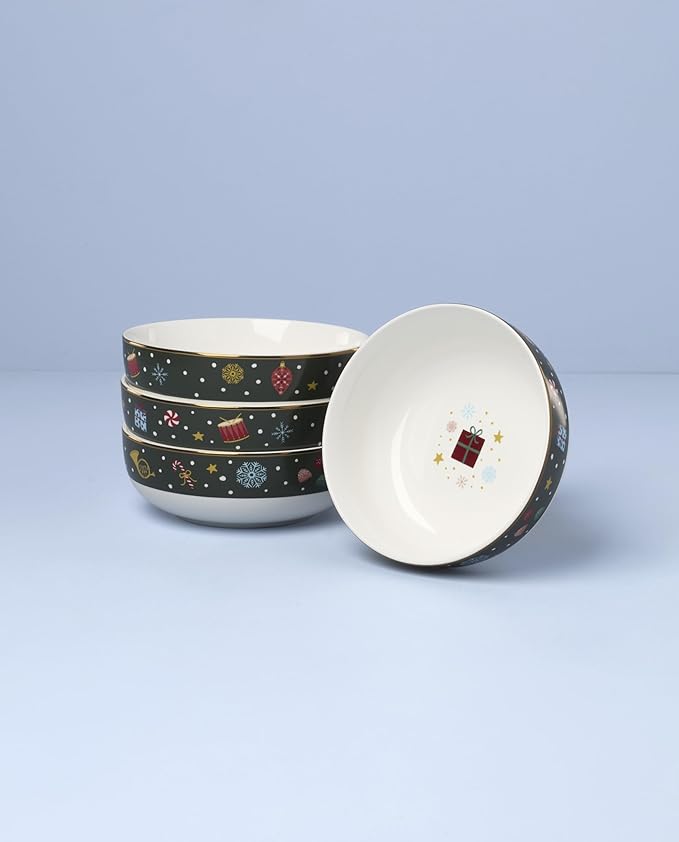 Lenox 898403 Nutcracker Ballet All Purpose Bowls, Service For 4, Christmas Dishes, Dinnerware Set, Holiday