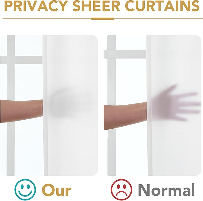 H.VERSAILTEX Sheer Curtains 84 inches Long Non-See-Through Farmhouse Curtains for Living Room Light Filtering Semi Sheer Panels for Bedroom Privacy Window Drapes 2 Panels Rod Pocket, White