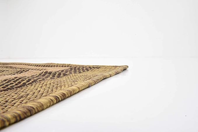 Unique Loom Outdoor Border Collection Area Rug - Multi Border (8' x 11' 4" Rectangle, Light Brown/ Brown)