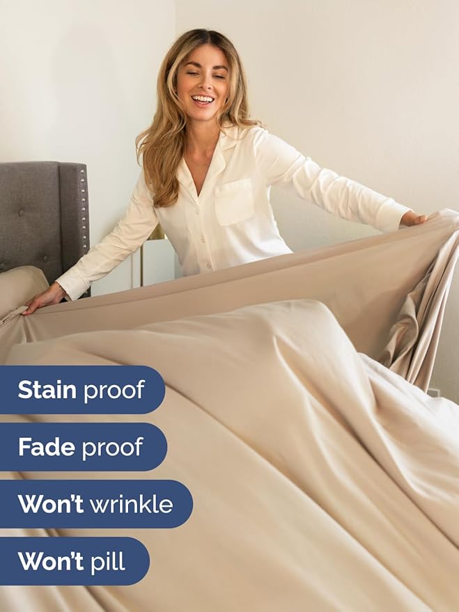 Extra Deep Full Sheet Set - 6 Piece Breathable and Cooling Sheets - Hotel Luxury Bed Sheets Set - Easy & Secure Fit - Soft, Wrinkle Free and Comfy Sheets Set - Cream Sheet Set with Extra Deep Pockets