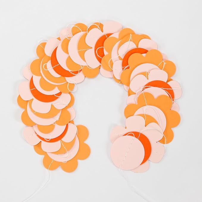 Fall-Boho Pink-Orange Thanksgiving Party-Decorations Garland - 64Ft Autumn Harvest Friendsgiving Paper Streamers Banner,Birthday Bridal Wedding Engagement Bachelorette Decor Ouruola