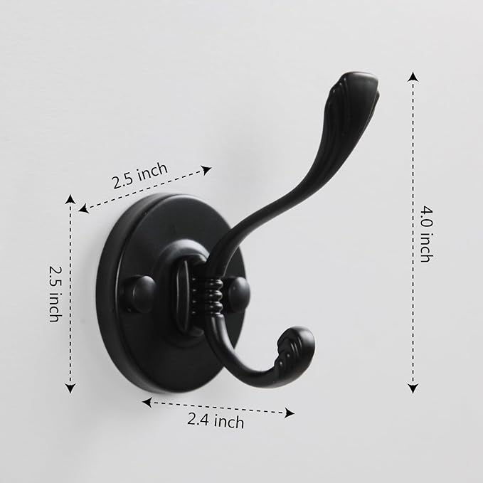 5pcs Farmhouse Wall Mounted Coat Hooks - Matte Black Metal Towel Hooks with Screws for Bathrooms, Entryway, Hanging Coats, Keys, Hats, Scarves, Robe, Bags