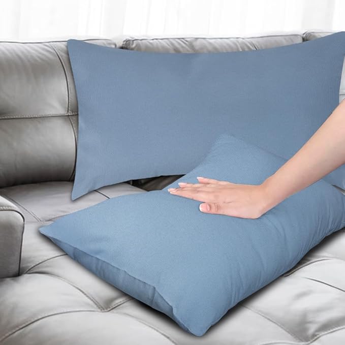 Covers & All Premium Square Throw Pillow Inserts with Covers Set of 4, 20 x 26 Inches Sky Blue, Decorative Cushions for Couch Sofa Home Decor Office Travel UV Resistant Waterproof Soft Cushions