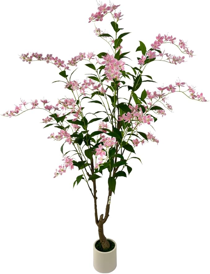 Artificial Tree Faux Jasmine Tree 6ft Tall Fake Jasmine Plant in Pot Fake Silk Tree Faux Plants Indoor