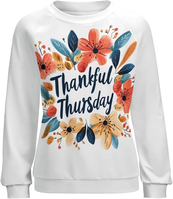 Thanksgiving Sweatshirt for Women Crewneck Pullover Casual Graphic Long Sleeve Shirts Sweater