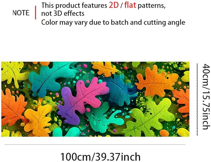 Removable Peel and Stick Wall Stickers 39.37x15.75 Inch Colorful Artistic Leaf Blue Pink Green Orange Modern for Bedroom Living Room Kids Room Decor