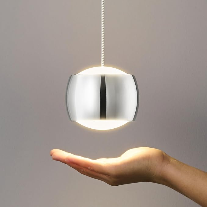 Modern LED Dimmable Pendant Light fixtures,Mini Island Pendant Lighting for Kitchen Island Dinning Room,Bedroom,Bar, Kitchen Island Ceiling Hanging Light Fixtures(Chrome-1-Pack)