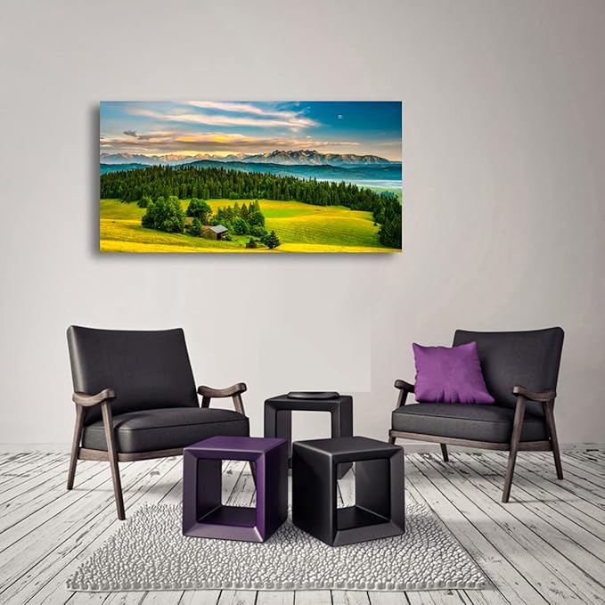 Natural Scenery Forest Pictures Canvas Wall Art For Living Room Bedroom Wall Decor,Mountain Wall Art Print Paitnings for Home Decor,Morden Artwork Grassland Canvas Art,Ready to Hang-20X40Inches