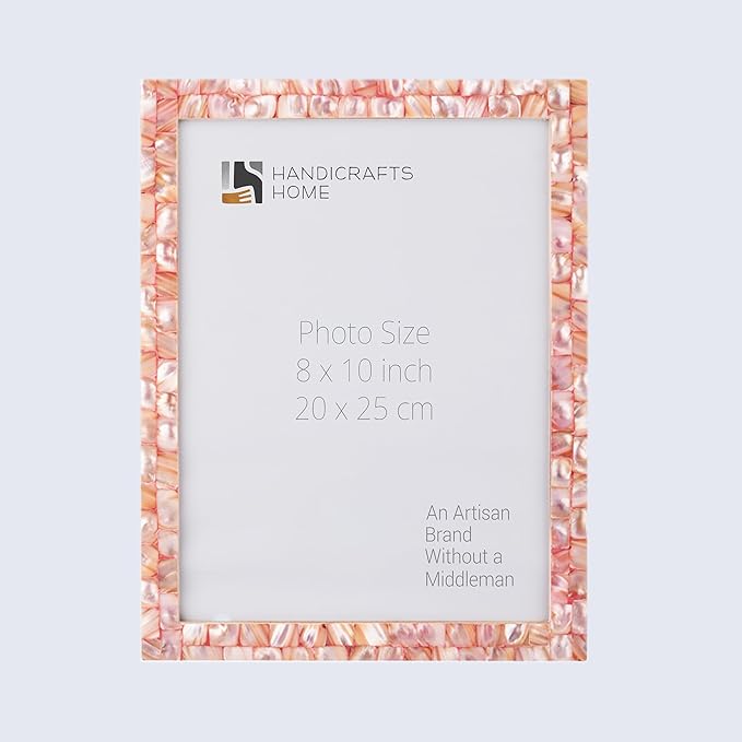 Handicrafts Home 8x10 Picture Frame Mother of Pearl Collection, Handcrafted Photo Frame, Small Picture Frame for Living Room, Wall Decor, Office Desk Decor, Vintage Picture Frames, Gift for her, Thanksgiving gift for friends & Family