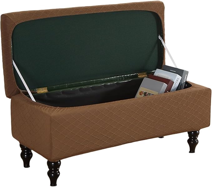 FUANGUI Ottoman Cover Stretch Storage Ottoman Bench Slipcover Printed Folding Storage Bench Ottoman Cover Footrest Stool Slipcover Footstool Protector Cover with Elastic Bottom, Large