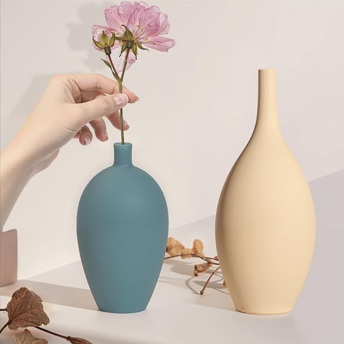 Ceramic Vase Set of 4,Small Vases for Dried Flowers&Pampas Grass,Vase for Home Decor,Modern Farmhouse Decor,Morandi Color Ceramics Decoration for Centerpieces for Tables
