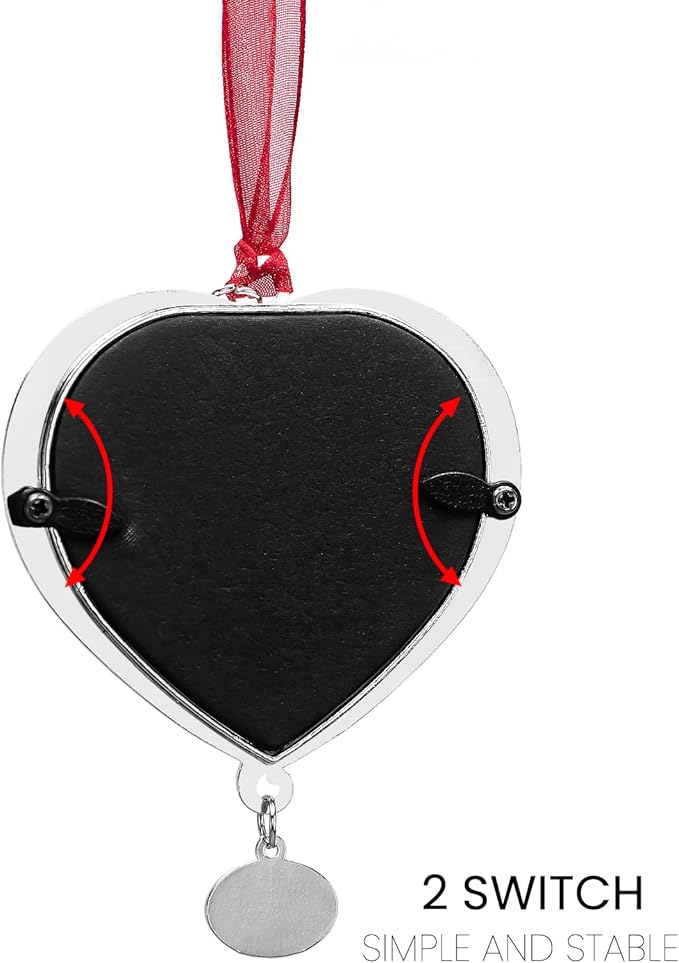 Christmas Tree Ornament Picture Frame Metal Hanging Pendant Holiday 2.5" Photo Frame Charm Decorative of Pets, Baby First Christmas, Family (2025 Red)