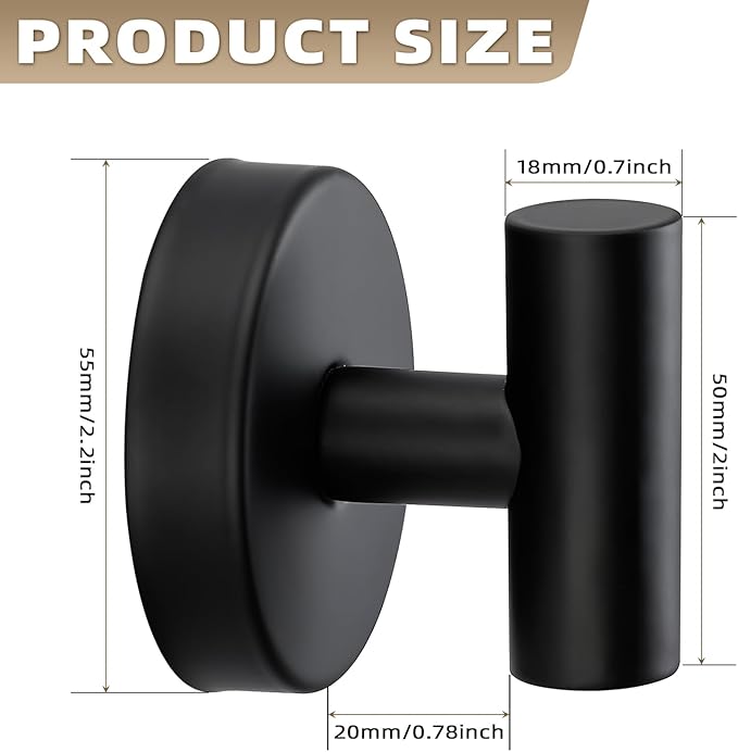 Suction Cup Hooks for Shower - Bathroom Reusable Hooks for Towels, Robes & Loofah - No-Drill Mounting on Kitchen, Walls, Metal, Glass, Mirrors, Tile & Smooth Non-Porous Surfaces Matte Black 4 Pack