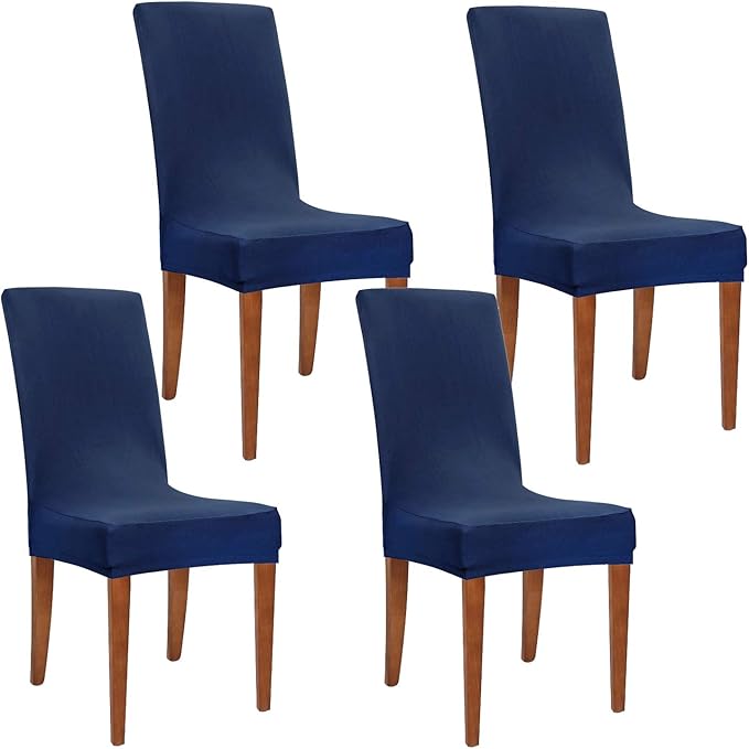 Obstal Stretch Spandex Dining Room Chair Covers ?Set of 4 Universal Removable Washable Chair Seat Slipcovers Protector for Kitchen, Ceremony, Wedding, Banquet, Hotel and Party