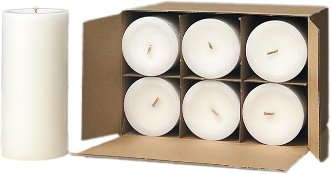 CW Studio 6 Pack 2.8x6 Inch White Unscented Pillar Candles – Long 70 Hour Burn, Smokeless & Dripless – Premium Wax with Cotton Wick – Perfect for Weddings, Events, Home, Rustic & Elegant Décor