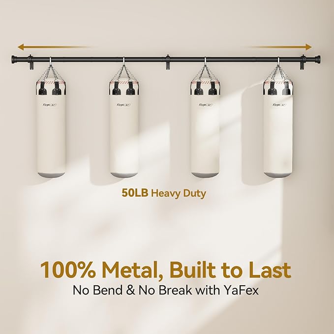 YaFex Curtain Rods 32-118 Inch, Heavy Duty 1 Inch Adjustable Curtain Rod for Windows, Black Long Window Treatment Rods, Modern Design, Easy Installation