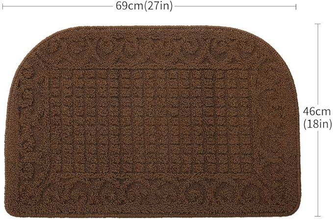 COSY HOMEER 27X18 Inch Anti Fatigue Kitchen Rug Mats are Made of 100% Polypropylene Half Round Rug Cushion Specialized in Anti Slippery and Machine Washable (Brown 1 pc) …