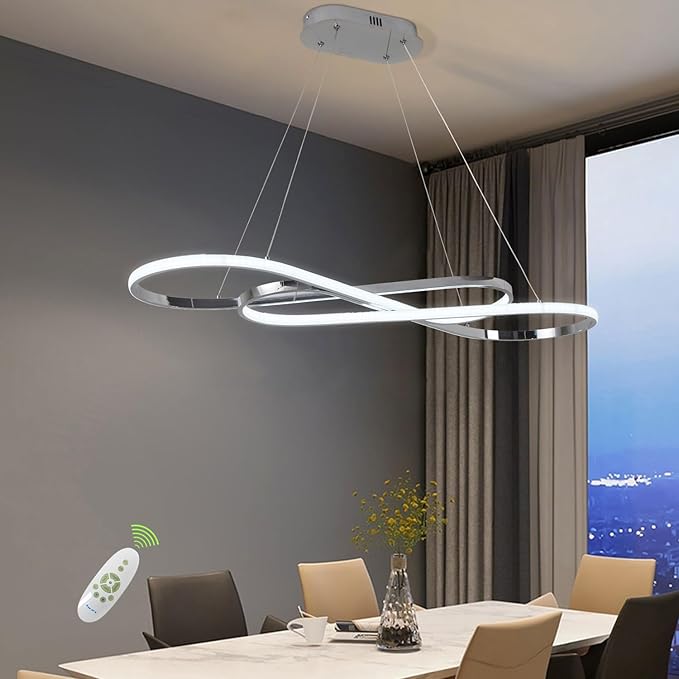 Modern Chandelier,Led Chandelier for Kitchen Island Lighting,Modern Led Pendant Light for Kitchen Island Chandelier Over Table,Dimmable Modern Chandeliers for Dining Room Light Fixture with Remote
