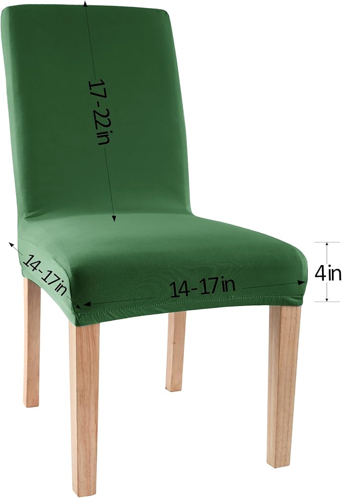Obstal Stretch Spandex Dining Room Chair Covers ?Set of 4 Universal Removable Washable Chair Seat Slipcovers Protector for Kitchen, Ceremony, Wedding, Banquet, Hotel and Party (Dark Green)