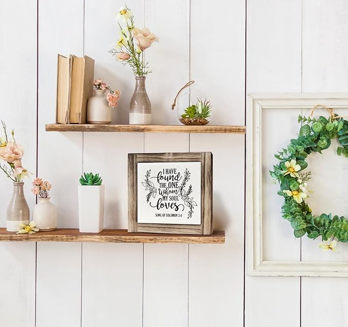 Christian Sign, Box Wood Plaques Desk Décor, Inspirational Scripture Sign, Bedroom Decor, Religious Wedding Decor, Gift for Lover, I Have Found the One Whom My Soul Loves - Song of Solomon 3:4
