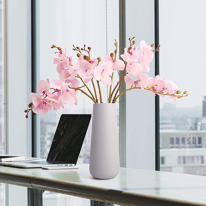 BOMAROLAN Artificial Orchid Faux Flowers Butterfly Orchid 4 Pcs Real Touch Double Branch Silk Flowers (No Vase) for Wedding Home Party Hotel Yard Decoration Restaurant Patio Festive Furnishing (Pink)