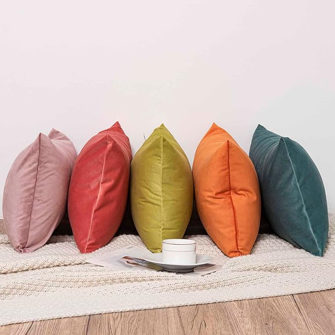 JUSPURBET Throw Pillow Covers Set of 2 Decorative 26x26 Velvet Pillow Covers for Couch Sofa Bed Soft Cushion Covers Cases with Invisible Zipper for Living Room Home Decor,Emerald