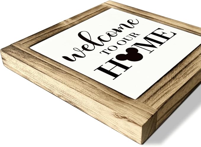 Welcome Home Decor, Decorative Wooden Box Sign, Farmhouse Table Shelf Decoration, Front Door Porch Decors, Housewarming Decor, Welcome to Our Home Sign, 5.9×5.9 inches