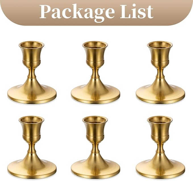 Sziqiqi Candlesticks Holder for Wedding Table Centerpiece - Gold Taper Candle Holders Candle Stick Holder Bulk for Christmas Candlelight Dinner Wedding Party Festival Decor 6 Pieces