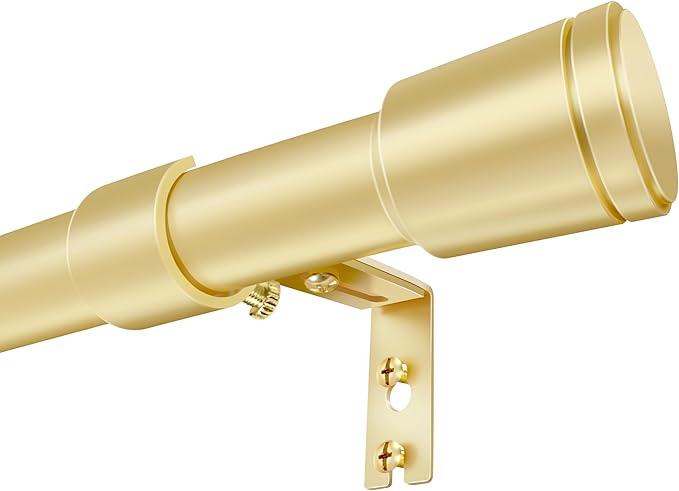 1” Diameter Gold Curtain Rods for Windows, 1 Pack 30-120 Inch Heavy Duty Window Rods, Long Adjustable Curtain Rod, Fits Most Standard Windows, Suitable for Bedroom, Living Room, Farmhouse