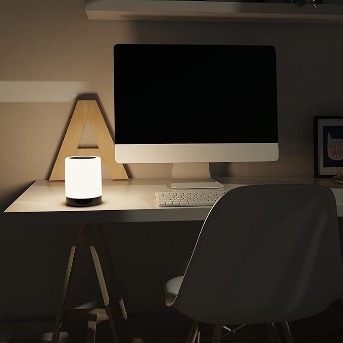 Elecstars Touch Control Bedside Lamp with Bluetooth Speaker, Dimmable Night Light, Portable Table Lamp, Best Gift for Men Women Teens Kids Children Sleeping Aid(Black)