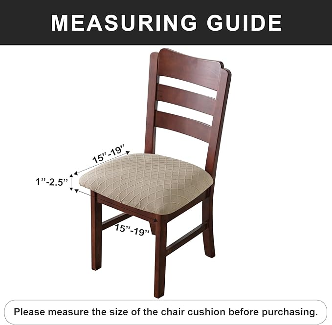 Genina Waterproof Seat Covers for Dining Room Chairs Covers Dining Chair Cover Kitchen Chair Covers (Khaki, 2 Pcs)