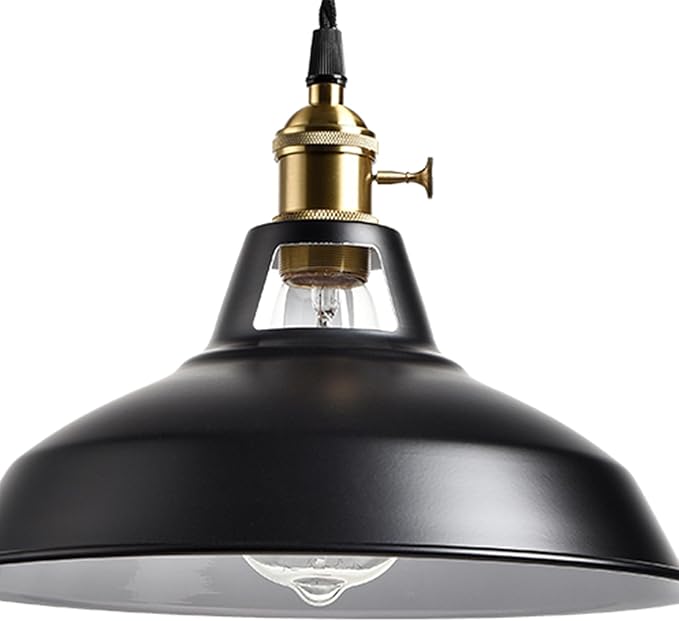 YUBOLE Industrial Hanging Lights with Plug in Cord, Black Barn Pendant Light with Switch for Kitchen Bedroom Bar Reataurant Cafe Loft