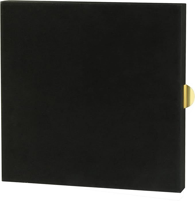 HofferRuffer Extra Large Square Serving Tray, Elegant Faux Leather Ottoman Tray with Gold Hardware Handles, Serve Tea, Coffee or Breakfast in Bed, 23.6 x 23.6 inches, Black Large Square