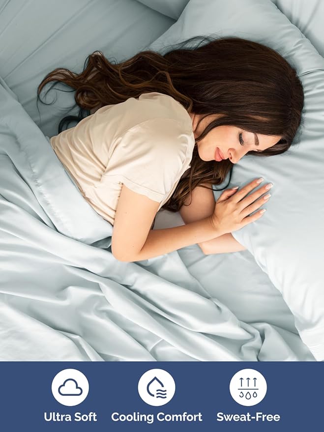 Extra Deep King Sheet Set - 6 Piece Breathable & Cooling Sheets - Hotel Luxury Bed Sheets Set - Easy & Secure Fit - Soft, Wrinkle Free & Comfy Sheets Set - Ice Blue Sheet Set with Extra Deep Pockets