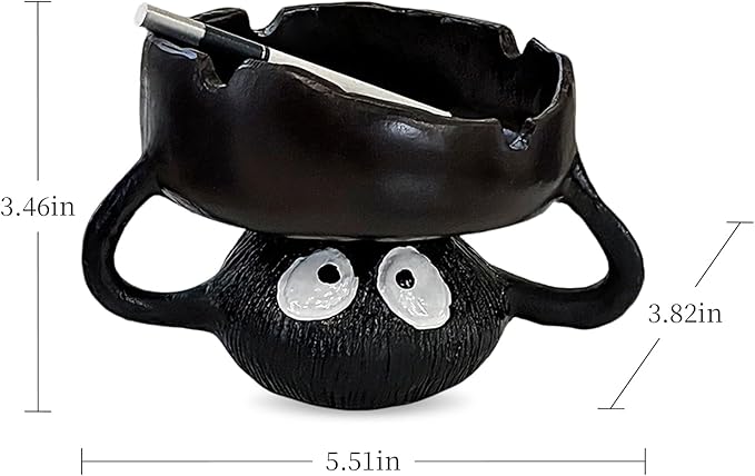 Funny Ashtrays, Resin Cartoon Soot Sprite Holders for Tealight Candle/Crystal/Jewelry/Keys for Home Decor, Unique Gag Gifts for White Elephant/Housewarming//Father's Day/Halloween/Christmas, Black