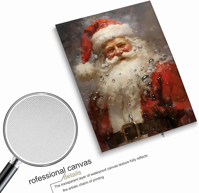Vintage Santa Portrait Painting - Christmas Wall Art, Holiday Decor, Rustic Print for Living Room, Bedroom, Office - 24x36 Inch Unframed