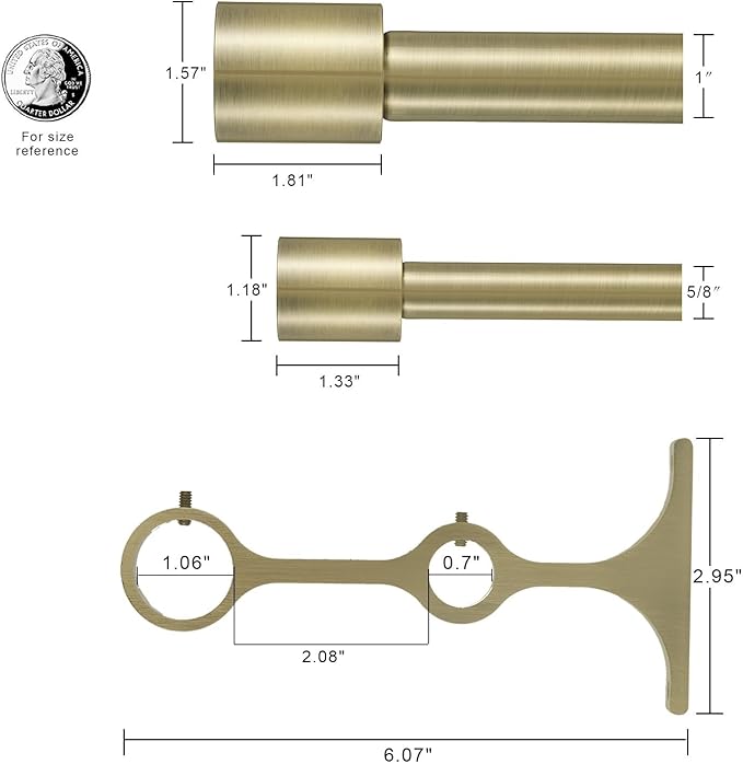 Double Curtain Rods 28-48", Decorative Double Drapery Rods with Cap Finials, Heavy Duty 1 Inch Front and 5/8 Inch Back Telescoping Dual Curtain Rod, Antique Bronze