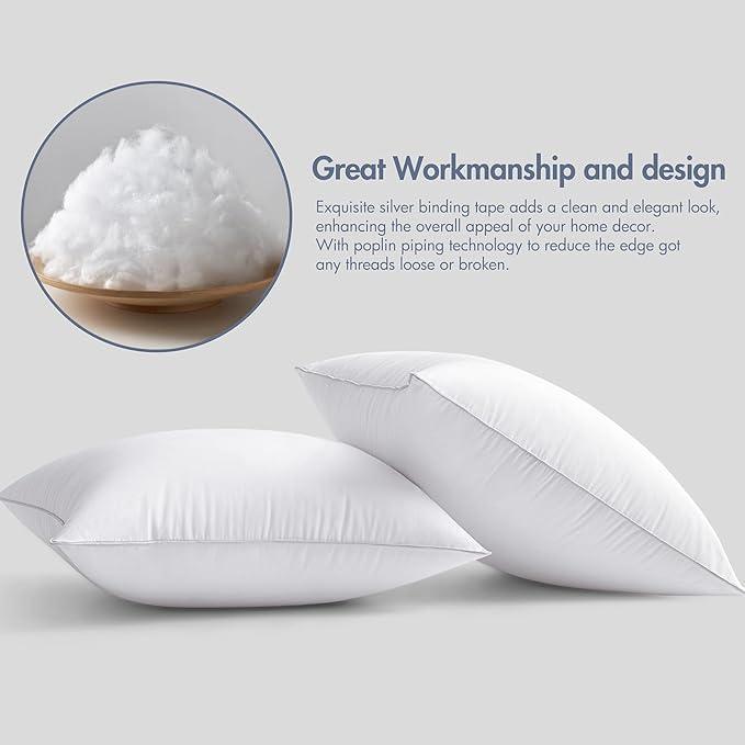 MIULEE 20 x 20 Pillow Inserts (Set of 2) -Throw Pillows for Couch Sofa with 100% Cotton Covers