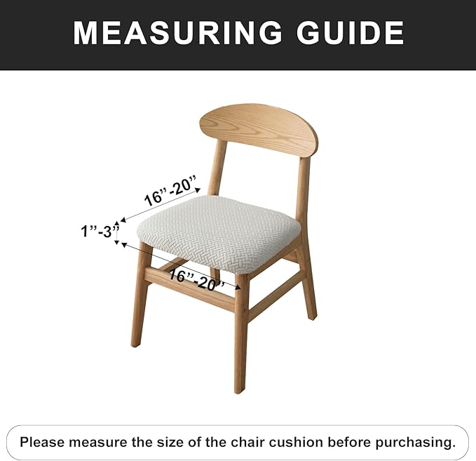 Genina Seat Covers for Dining Room Chair Seat Slipcovers Kitchen Chair Covers (White, 6 Pcs)