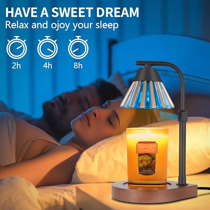 Dimmer Candle Warmer Lamp with Timer, Adjustable Height Farmhouse Electric Wax Melt for Jar Candles, Home Decor Thanksgiving Christmas Day Gifts for Grandma Mom Women (Gold Blue)